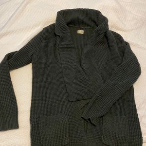 Converse Sweater Women XL Gray Cardigan Open Long Sleeve Shawl Neck